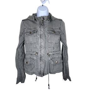 American Rag Removable Hood Army Jacket Womens Size S Green